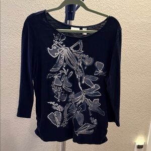 Chico's Dark Blue Artistic Women's Blouse. Size 2